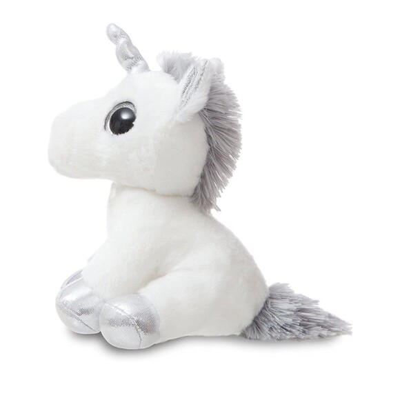 8 Inch Sparkle Tales Silver Unicorn Plush Stuffed Animal by Aurora - Picture 1 of 9